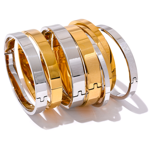 JINYOU 2818 Hoogwaardig RVS Ronde Brede Armband Bangel Mode Textuur Goud Zilver Kleur Waterdicht Charm Sieraden - Product Image 1