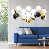Carrelage auto-adhésif miroir autocollants muraux Non verre miroir plastique 3D hexagone acrylique miroir décor mural