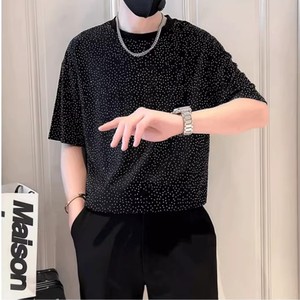 <span class=keywords><strong>Camiseta</strong></span> de Verano Moderna para Hombre, Personalizada, de Manga Corta, 100% Algodón, Tejida, Informal, con Estampado, Agujeros, Pedrería, Transpirable, Corte Holgado - Product Image 1