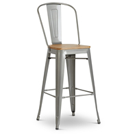 Chaise de Bar de Cuisine Vintage en Métal Antique Vintage Tabouret de Bar Industriel à Dossier Haut