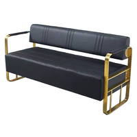 Canapé d'attente moderne en cuir PU, banc de réception client avec structure en acier inoxydable pour salon de coiffure et institut de beauté