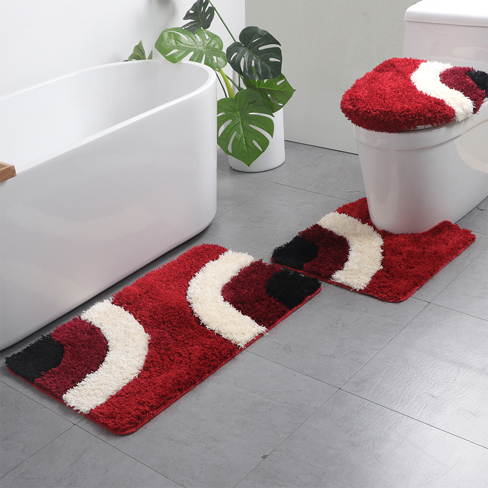 3 PCS Set Flannel Bath Mats Impresión 3D Anti Slippery Baño conjuntos de alfombras 3 PCS Set Flannel Bath Mats Impresión 3D Anti Slippery Baño conjuntos de alfombras