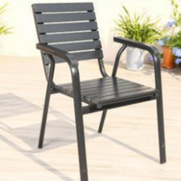 Chaise de jardin moderne en fer, bois et plastique composite, empilable, pour terrasse, café, restaurant, mobilier de jardin