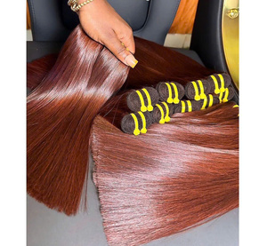 Perruque et mèches de cheveux humains vietnamiens en gros, brun avec reflets blonds, couleur piano, cheveux lisses, fournisseur d'usine - Product Image 5