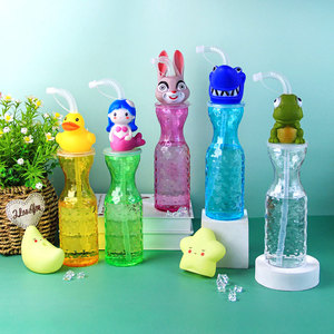 Dessin animé mignon Animal LED couleur claire jus de fruit bouteille d'eau en <span class=keywords><strong>plastique</strong></span> PET boisson cour tasse <span class=keywords><strong>fou</strong></span> boire LED enfants fête - Product Image 5