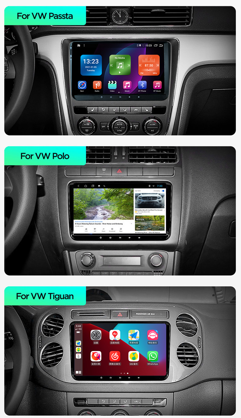 Yeanav 9'' 1din 2din Android Car Radio Gps Navigation BT Wifi For Volkswagen For Vw For Skoda For Golf For Polo Car stereo