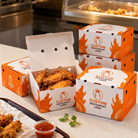 Boîte à ailes de poulet en carton ondulé avec revêtement anti-graisse, pour aliments frits croustillants, service de restauration rapide, fabricant direct pour la vente de nourriture de rue