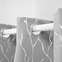 DaiRui Vente en gros Rideaux de salon en polyester à oeillets en tissu personnalisé occultant argenté avec impression sur feuille d'aluminium
