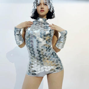 Mono <span class=keywords><strong>de</strong></span> Lentejuelas Plateadas Reflectantes <span class=keywords><strong>para</strong></span> <span class=keywords><strong>Mujer</strong></span>, Diseño Nuevo, Luminoso, <span class=keywords><strong>para</strong></span> Baile, Fiestas, DJ, Club, Espectáculo - Product Image 4