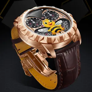 Роскошные японские наручные часы Lucky Harvey с циферблатом 43 мм, светящиеся автоматические механические наручные часы с пчелами