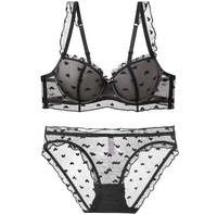 Lingerie sexy pour femmes, ensemble de soutien-gorge et culotte sexy et coquin sans manches à col en V, ensemble en dentelle florale exotique