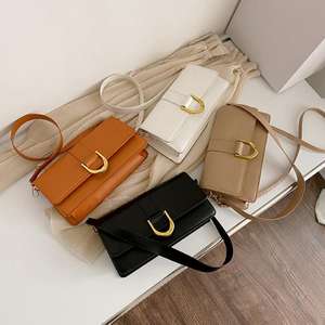 Sac en feutre rétro style coréen pour femme, collection Hiver 2023, tendance urbaine, moyen, avec fermeture éclair et bouton, bandoulière simple, pour usage quotidien - Product Image 1