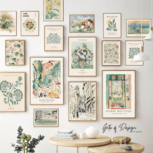 SQ Green Gallery Wall Art <strong>Prints</strong> Vintage Gallery Wall Set Modern Decor Eclectic <strong>Neutral</strong> Digital <strong>Prints</strong> Painting - Product Image 1