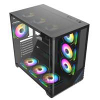 AntarcChill New Design Curved Glass Computadoras Casing Full View Pc Gamers Case Desktop Computer Atx Gaming Case with ARGB Fans