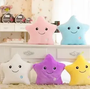 LC 2023 Wholesale Colorful Glowing Moon Pillows Cute Five Pointed Star Plush Toy Dolls Pillow Light Up Stuffed Toys