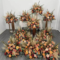 GOG028 Vente en gros de centres de table artificiels 60cm dorés Fleurs en soie Pivoine Souffle de bébé Arrangement de table de mariage Mariage