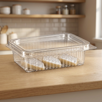 Boîte à charnière en PET de qualité alimentaire, transparente et recyclable, capacité 75 ml/2,5 oz, épaisseur 8 mm, personnalisable pour l'emballage de produits de boulangerie et de confiseries