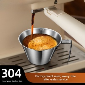 Tasse à mesurer en acier inoxydable pour expresso, 100 ml, avec poignée et bec verseur, pour machine à expresso - Product Image 1