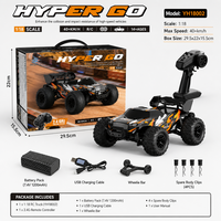 Voiture RC 4x4 haute vitesse 1:18 2,4 GHz, Monster Truck tout-terrain télécommandé entièrement proportionnel, Buggy avec barre anti-roulis, câble USB YH18002