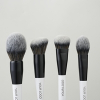 Pinceaux de maquillage en poils synthétiques de qualité supérieure, 10 pièces, manche noir et blanc, kit de pinceaux pour le visage et les yeux, pinceau pour fond de teint, contour, illuminateur