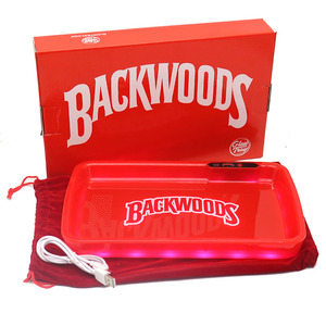 Factory Directly Wholesale Plastic Backwoods LED Rolling Tray Discount Smoking Tray Light Up With USB Chargeable