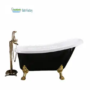 CE satış japon banyo 59 inç iliklerine duş küvet siyah dış Clawfoot banyo küvetleri