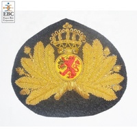 Patch brodé 3D en fil d'or pour casquette marine, en feutre non tissé, à coudre, écologique, personnalisé, OEM, fait main, pour chapeau en laine