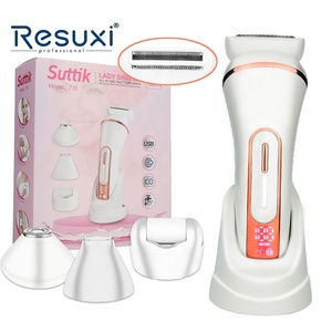 Ensemble d'épilation 4-en-1 Resuxi 735 Lady, rasoir électrique pour le bikini, rasoir pour les lèvres, éliminateur de callosités des pieds avec base, étanche IPX7 - Product Image 1