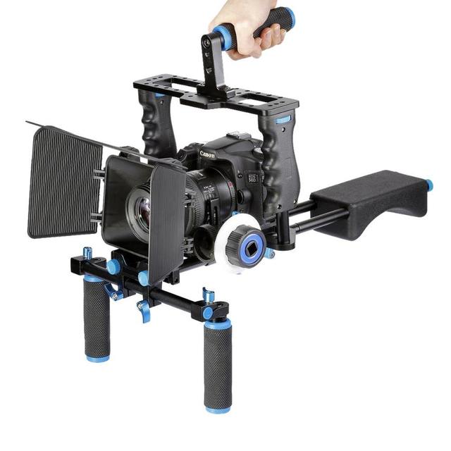 DSLR  D221 Rig Kit With Shoulder Mount+Follow Focus+Matte Box+Camera Cage for 5d Mark Ii 7d DSLR Camera