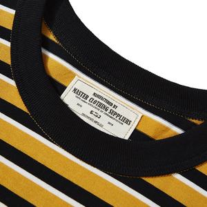 Colección de Verano, Camiseta Ecológica Vintage 100% Algodón Orgánico para Hombre, Tejido de Punto a Rayas de Alta Calidad, Teñido con Hilo, Estilo Náutico, OEM ODM - Product Image 4