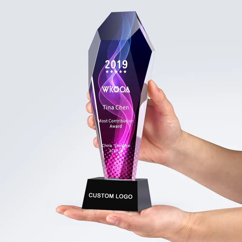 New Customization Color Printing Personalized Appreciation Award Glass K9 Crystal Appreciation Trophy Gifts For Anniversary