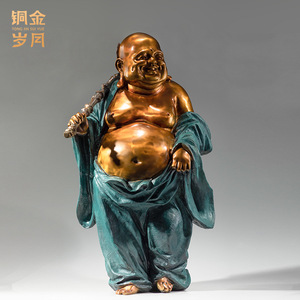 Copper Art Workshop Maitreya Buddha Brass Ornament Colored Copper Metal <b>Craft</b> Feng Shui Living Room Decoration - Product Image 2