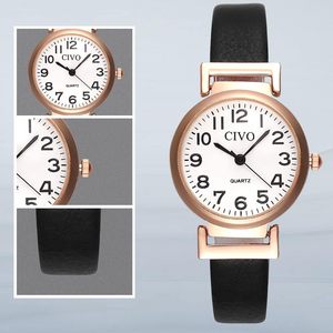 <span class=keywords><strong>Civo</strong></span> นาฬิกาข้อมือควอทซ์อะนาล็อกกันน้ำของผู้หญิงสายหนังนาฬิกาชุดที่สง่างามเรียบง่ายสำหรับผู้หญิงตัวชี้กระจกหน้าปัด - Product Image 5