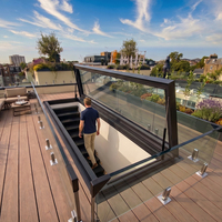 Fenêtre de toit moderne à ouverture par le haut avec cadre en aluminium et verre trempé pour terrasse et entrée d'escalier