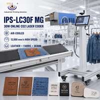 Machine de marquage laser en ligne IPS-LC30F MG 30W, vitesse de 12 000 mm/s, machine de marquage laser CO2, imprimante de date pour étiquettes en cuir, tissu, denim