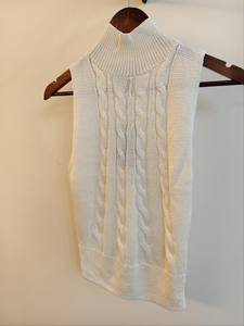 Luxurious Breathable Emerald White Computer Knit <b>Silk</b> <b>Sleeveless</b> O-Neck Casual <b>Top</b> - Product Image 3