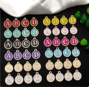 Accessoires de bijoux DIY, bracelet en émail double face, boucles d'oreilles, petit pendentif, breloque 26 lettres - Product Image 6