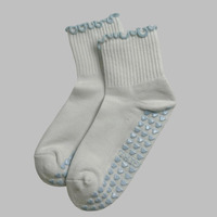 Chaussettes de Yoga et Pilates Antidérapantes Personnalisées, à Broderie Fraise, Volants, Grip Élite, pour Entraînement Sportif, Design OEM en Gros