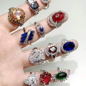 Best-selling Jewelry Exaggerated Fashion Micro-inlaid Gemstone <b>Ring</b> Retro Luxury Color Zircon <b>Ring</b> Jewelry Accessories - Product Image 1