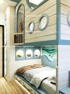 Cama litera de madera maciza de 1.2m para niños, personalizada para apartamentos pequeños, con almacenamiento de doble capa, ideal para habitaciones infantiles y espacios reducidos. - Product Image 2