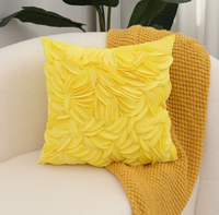 Housse de coussin carrée en polyester, motif pétales, couleur unie, style minimaliste moderne, douce et confortable, pour canapé de salon