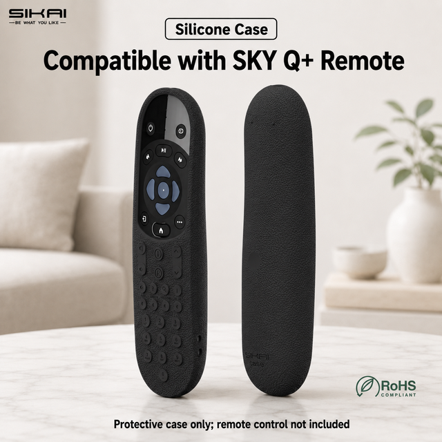 SIKAI Silicone Case for Sky Q+ Remote Control Shockproof Anti-Slip Protective Cover with Lanyard for TV Remote Controller