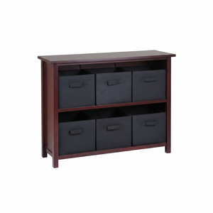 Verona mensola a 2 sezioni con 6 cestini in tessuto nero pieghevole - Product Image 4