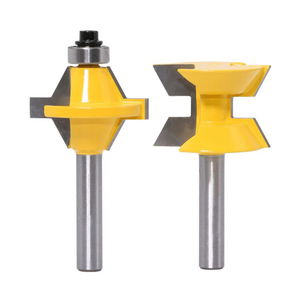 2 lames en carbure de 8 mm de diamètre, 120 degrés, pour le travail du bois, fraises à rainurer, fraises à chanfreiner, outils de coupe pour meubles en bois - Product Image 2