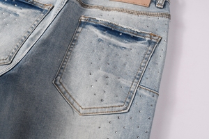 Jorts Personalizzati da <span class=keywords><strong>Uomo</strong></span>, <span class=keywords><strong>Jeans</strong></span> in Denim Lavato e Strappato, <span class=keywords><strong>Jeans</strong></span> Slim Fit <span class=keywords><strong>Leggeri</strong></span> con Strass - Product Image 2