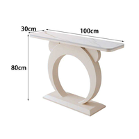 Nouvelle table d'entrée de luxe au design cœur d'amour, base en métal blanc crème, table décorative de couloir, plateau en pierre frittée, console
