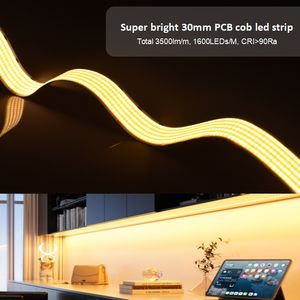 Bande LED en cuivre à haute luminosité, dimmable, CRI90, 1600 LED/m, DC24V, 3000K, 4000K, 6000K, décoration intérieure, type COB, découpable - Product Image 2