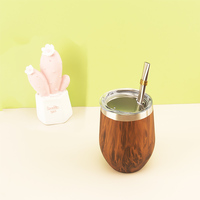 Ensemble de gourde à thé, tasse à Mate de 12oz, avec couvercle de fermeture, 500ml, bouteille Thermos en bois, Bombilla paille, tasse à Mate