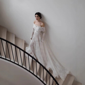 <strong>Romantic</strong> A-Line Customized Off Shoulder Lace Wedding <strong>Dress</strong> Backless Long Sleeves Bride <strong>Dress</strong> for Women Vestido De Noiva - Product Image 3