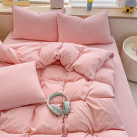 Parure de lit en coton lavé style nordique, housse de couette unie simple, taille Queen/King, douce et respirante pour chambre à coucher